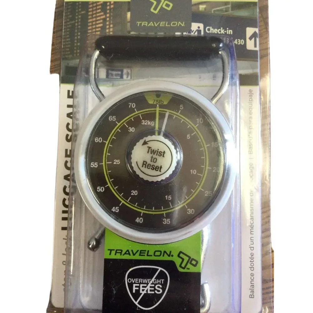 Travelon Stop & Lock 75 LB Hanging Luggage Scale w/ Measuring Tape Travel Tool